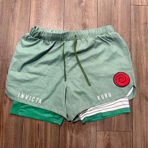 KURU Invicta Men’s XXL Athletic Shorts Green Drawstring Lined Performance